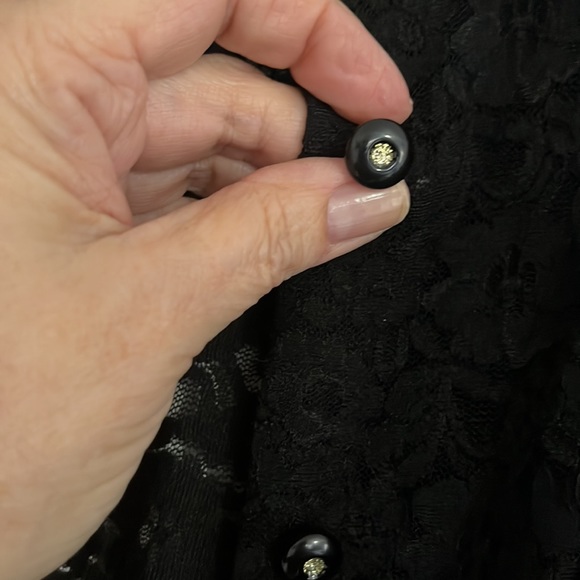 Black lace button front blouse - Picture 3 of 4